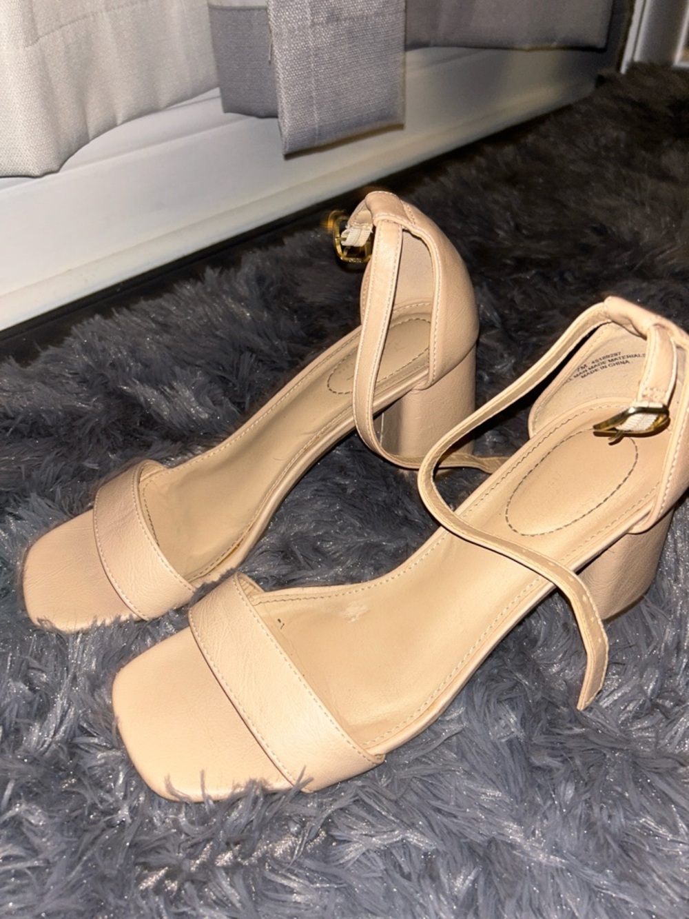 Women’s Nude Block Heel Sandals with Ankle Strap